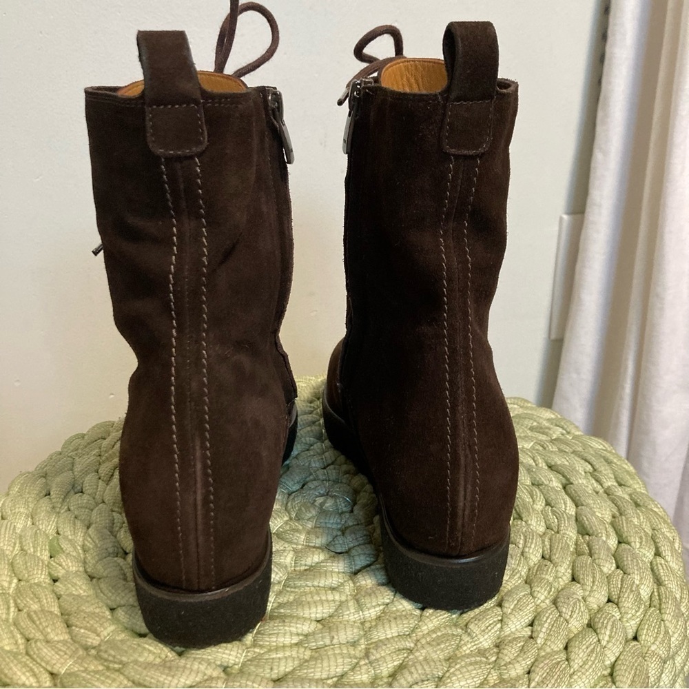 NEW Roberto Del Carlo Chocolate Brown Suede Hidden Wedge Boots - Picture 4 of 10